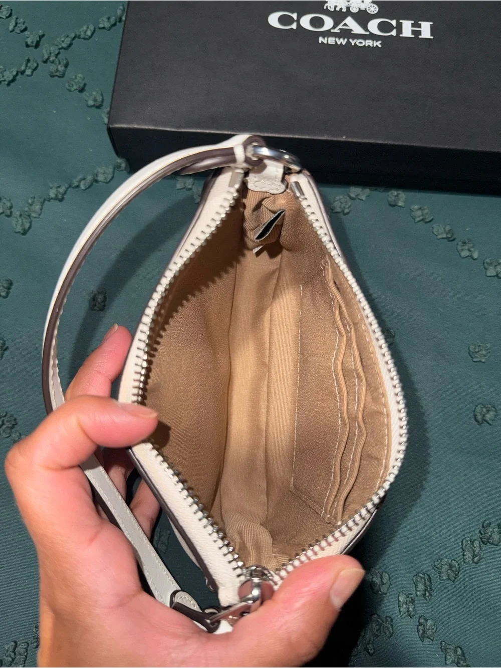 Coach White Signature Leather Mini Shoulder Bag
